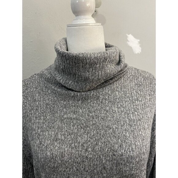 J For Justify Sweater Dress Cowl Neck Ribbed Puff Sleeve Gray Size XL - Picture 2 of 12